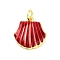 Real 18K Gold Plated Rack Plating Brass Enamel Charms, with Jump Ring, Long-Lasting Plated, Lead Free & Cadmium Free, Shell Shape Charm, Red, 14x14x3.5mm, Hole: 3mm