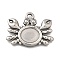 304 Stainless Steel Pendant Cabochon Settings, Crab, Stainless Steel Color, Tray: 10.5x8.5mm, 19x25.5x2.5mm, Hole: 2.5mm