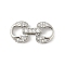 Brass Micro Pave Clear Cubic Zirconia Fold Over Clasps, Cadmium Free & Nickel Free & Lead Free, Oval, Platinum, 21mm