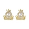 Brass Pave Clear Cubic Zirconia Multi-Strand Links, Cadmium Free & Nickel Free & Lead Free, Heart with Crown, Real 14K Gold Plated, 14.5x13.5x6.5mm, Hole: 1.5mm