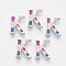 Brass Cubic Zirconia Slide Charms, Real Platinum Plated, Colorful, Letter, Letter.K, 18.5x15x4.5mm, Hole: 1.5x2.5mm and 1.5x8mm