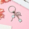 Alloy Enamel & Rhinestone Keychain, with Iron Findings, Pale Turquoise, 8cm
