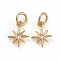 Brass Micro Pave Cubic Zirconia Pendants, with Jump Ring, Star, Clear, Golden, 10x8x2mm, Hole: 3mm