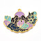 Rack Plating Alloy Enamel Big Pendants, Cadmium Free & Nickel Free & Lead Free, Flower Charms, Golden, Medium Purple, 41x54x2mm, Hole: 2.5mm