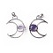Natural Amethyst Pendants, with Brass Findings, Moon, Antique Silver, 38~38.5x30~31x6~7mm, Hole: 5x7mm