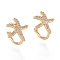 Brass Micro Pave Clear Cubic Zirconia Cuff Earrings, Sea Star/Starfish, Real 18K Gold Plated, 9x1~2mm