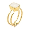 304 Stainless Steel Enamel Open Cuff Rings for Women, Rectangle, Real 18K Gold Plated, Inner Diameter: Adjustable
