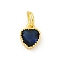 Brass Micro Pave Cubic Zirconia Pendants, Heart Charms, Rack Plating, Long-Lasting Plated, with Jump Ring, Prussian Blue, 9x7x3.5mm