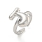 Brass Letter Open Cuff Rings for Women, Cadmium Free & Lead Free, Adjustable, Platinum, Letter J, 15~16.5x7~16.5mm