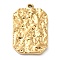 Ion Plating(IP) 304 Stainless Steel Pendants, Textured, Rectangle Charm, Golden, 25x16.5x3mm, Hole: 1.4mm