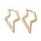 Brass Hoop Earrings, Lightning Bolt, Light Gold, 28x2mm