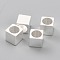 Brass Spacer Beads, Long-Lasting Plated, Cube with Round Hole, 925 Sterling Silver Plated, 5x5x5mm, Hole: 4mm