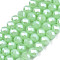 Electroplate Glass Beads Strands, Imitation Jade Beads, Pearl Luster Plated, Faceted, Rondelle, Light Green, 8x5mm, Hole: 0.5mm, about 63~65pcs/strand, 39~40cm