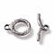 Non-Tarnish 304 Stainless Steel Toggle Clasps, Textured, Ring, Stainless Steel Color, Ring: 16x12x2mm, Hole: 2mm, Bar: 18x6x2mm, Hole: 2mm