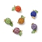 Pave Disco Ball Beads with Transparent Acrylic Charms and 304 Stainless Steel Bead Caps and Brass Ball Head pins Pendants, Fruit, 16.5x14x10.5mm, Hole: 1.6mm