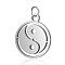 Non-Tarnish 304 Stainless Steel Charms, Flat Round with Tai Ji, Stainless Steel Color, 14x12x1mm, Hole: 2.5mm