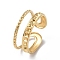 Ion Plating(IP) 304 Stainless Steel Open Cuff Ring Finding, Ring Settings, Double Line, Real 18K Gold Plated, Inner Diameter: 17mm, Fit for 0.9mm and 2mm