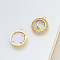 Brass Micro Pave Cubic Zirconia Pendants, with Cat Eyes, Half Round, Moon, 15x13mm
