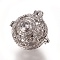 Brass Micro Pave Clear Cubic Zirconia Bead Cage Pendants, Hollow Round, Platinum, 31x24.8x21mm, Hole: 8x2.5mm, Inner Measure: 17mm