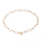 Aluminium Paperclip Chain Necklaces, with Natural Baroque Pearl Keshi Pearl Beads and 304 Stainless Steel Toggle Clasps, Golden, 16.33 inch(41.5cm)