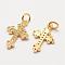 Brass Micro Pave Grade AAA Cubic Zirconia Pendants, Long-Lasting Plated, Cross, Cadmium Free & Nickel Free & Lead Free, Real 18K Gold Plated, 18x11x1.5mm, Hole: 3mm