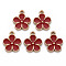 Alloy Enamel Pendants, Light Gold, Cadmium Free & Nickel Free & Lead Free, Flower, Brown, 17x14x2.5mm, Hole: 1.6mm