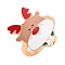Christmas Theme Alloy Enamel Open Cuff Ring, for Women, Light Gold, Deer, Adjustable, Deer: 21.5x15.5mm