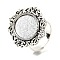 Vintage Adjustable Iron Finger Ring Components Alloy Cabochon Bezel Settings, Cadmium Free & Lead Free, Antique Silver, 17x5mm, Oval Tray: 18x13mm