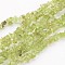 Peridot Gemstone Beads, Chip, about 3~4mm wide, hole: about 0.3mm, about 80~81cm