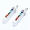 Chakra Jewelry, Natural Quartz Crystal Double Terminated Pointed Pendants, with Natural & Synthetic Mixed Stone Alloy Findings, Bullet, Platinum, 58~61x16.5~18x15.5~16mm, Hole: 4.5x7.5mm