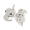 Rack Plating Brass Micro Pave Clear Cubic Zirconia Pendants, Long-Lasting Plated, with Jump Rings, Lead Free & Cadmium Free, Real 18K Gold Plated, Snake, 13x9.5x3mm, Hole: 3mm