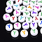 Initial Acrylic Beads, Horizontal Hole, Flat Round, Mixed Color, Letter.Y, 7x3.5~4mm, Hole: 1.2mm, about 370pcs/50g