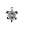 Tortoise Enamel Pin, Alloy Rhinestone Brooch for Backpack Clothes, Dark Blue, 41x31mm