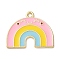 Alloy Enamel Pendants, Golden, Rainbow, 21x25x1.5mm, Hole: 2mm