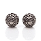 304 Stainless Steel Beads, Round with Sun, Antique Silver, 11.5x12.5mm, Hole: 2mm