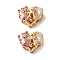 Brass Micro Pave Cubic Zirconia Beads, Cadmium Free & Nickel Free & Lead Free, Heart with Bowknot, Real 18K Gold Plated, Pearl Pink, 9.5x12x8mm, Hole: 1mm