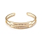 Rack Plating Brass Cubic Zirconia Cuff Bangles for Women, Long-Lasting Plated, Cadmium Free & Lead Free, Real 18K Gold Plated, Inner Diameter: 2-1/4 inch(5.75cm)