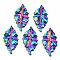 Rainbow Color Alloy Pendants, Cadmium Free & Lead Free, Leaf, 47x26x3.5mm, Hole: 1.8mm