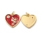Rack Plating Brass Micro Pave Cubic Zirconia Pendants, with Jump Rings & Enamel, Long-Lasting Plated, Lead Free & Cadmium Free, Heart with Women & Sun Charm, Real 18K Gold Plated, 17.5x17.5x2mm, Hole: 3.5mm