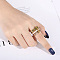 Roman Numerals 304 Stainless Steel & Crystal Rhinestone Finger Rings, Golden, US Size 8(18.1mm)