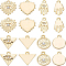 32Pcs 4 Style Alloy Charms, with Crystal Rhinestone, Cadmium Free & Nickel Free & Lead Free, Hammered, Mixed Shape, Real 18K Gold Plated, 14.5x12x3mm