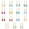 15 Pair 15 Color Glass Teardrop Dangle Earrings, with 304 Stainless Steel Earring Pins, Mixed Color, 40x9.5mm, 1 Pair/color