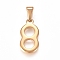 304 Stainless Steel Pendants, Number, Golden, Num.8, 21x10x1.5mm, Hole: 6.5x3mm