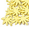 Painted Poplar Wood Pendants, Leaf, Yellow, 32x30x3mm, Hole: 1.5mm