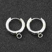 201 фурнитура для сережек-колец Huggie Hoop из нержавеющей стали STAS-P283-01C-S