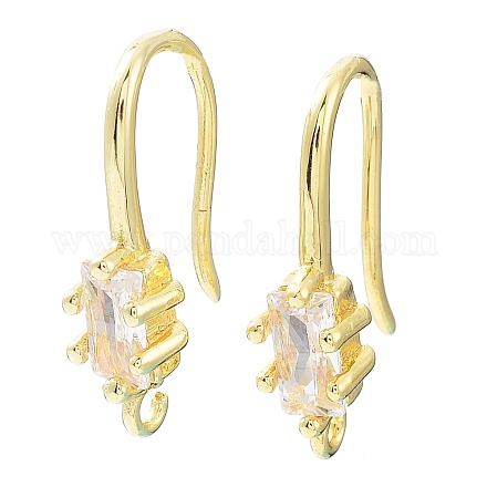 Крючки для серег из латуни с прозрачным фианитом KK-R149-20G-1