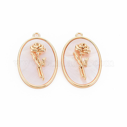 Подвески из латуни с цветочным принтом X-KK-S364-288-1