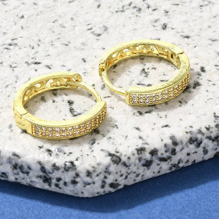 Серьги-кольца из латуни с прозрачным фианитом EJEW-M047-17G-1