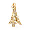 Brass Micro Pave Cubic Zirconia Pendants, Cadmium Free & Lead Free, Eiffel Tower, with Jump Ring, Real 18K Gold Plated, 24x11x11mm, Hole: 3mm