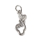Rack Plating Brass & Clear Cubic Zirconia Pendants, Cadmium Free & Lead Free, Long-Lasting Plated, Hand with Heart, with Jump Ring, Platinum, 15.5x8x1mm, Hole: 5mm
